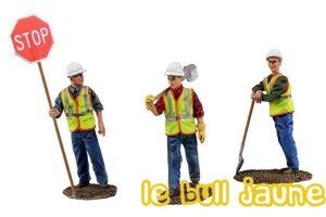 Figurines ouvriers + panneau Stop